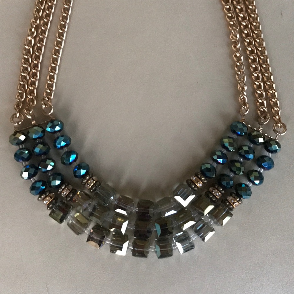 3 Strand Faceted Crystal Necklace